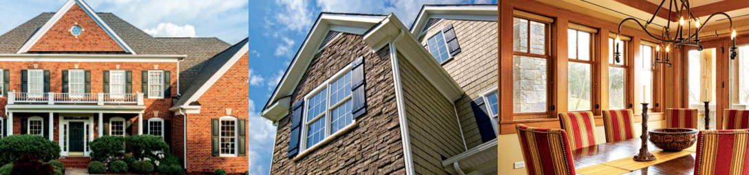 interior and exterior views of homes with new windows