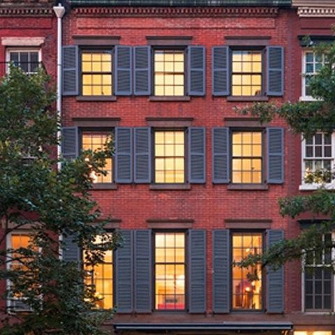 Brick Townhouse with Tall Double-Hung Windows by HS Windows